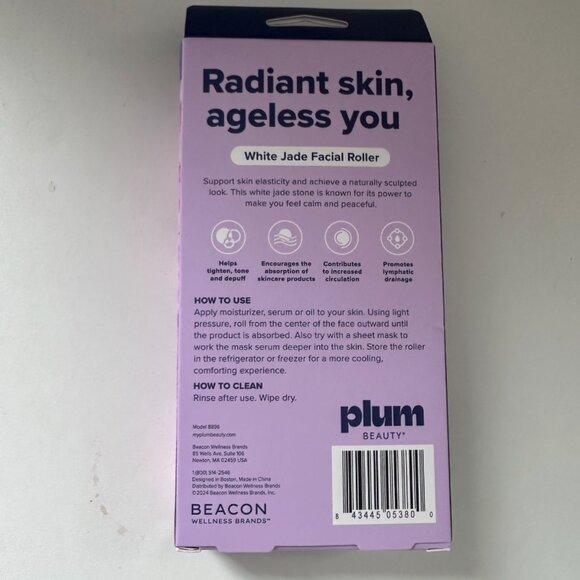 NIB Plum Beauty White Jade Face Roller - Picture 2 of 2